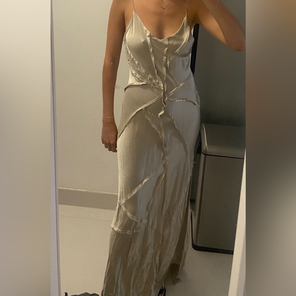 KES Elongated Recycled Slip Dress With Slit- Quartz - Picture 2 of 9